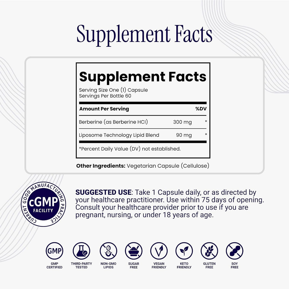 Rho Nutrition Liposomal Berberine Capsules - Ultra High Absorption Supplement – Supports Immune Function, Gut Health and Metabolic and Cardiovascular Health (60 Capsules)
