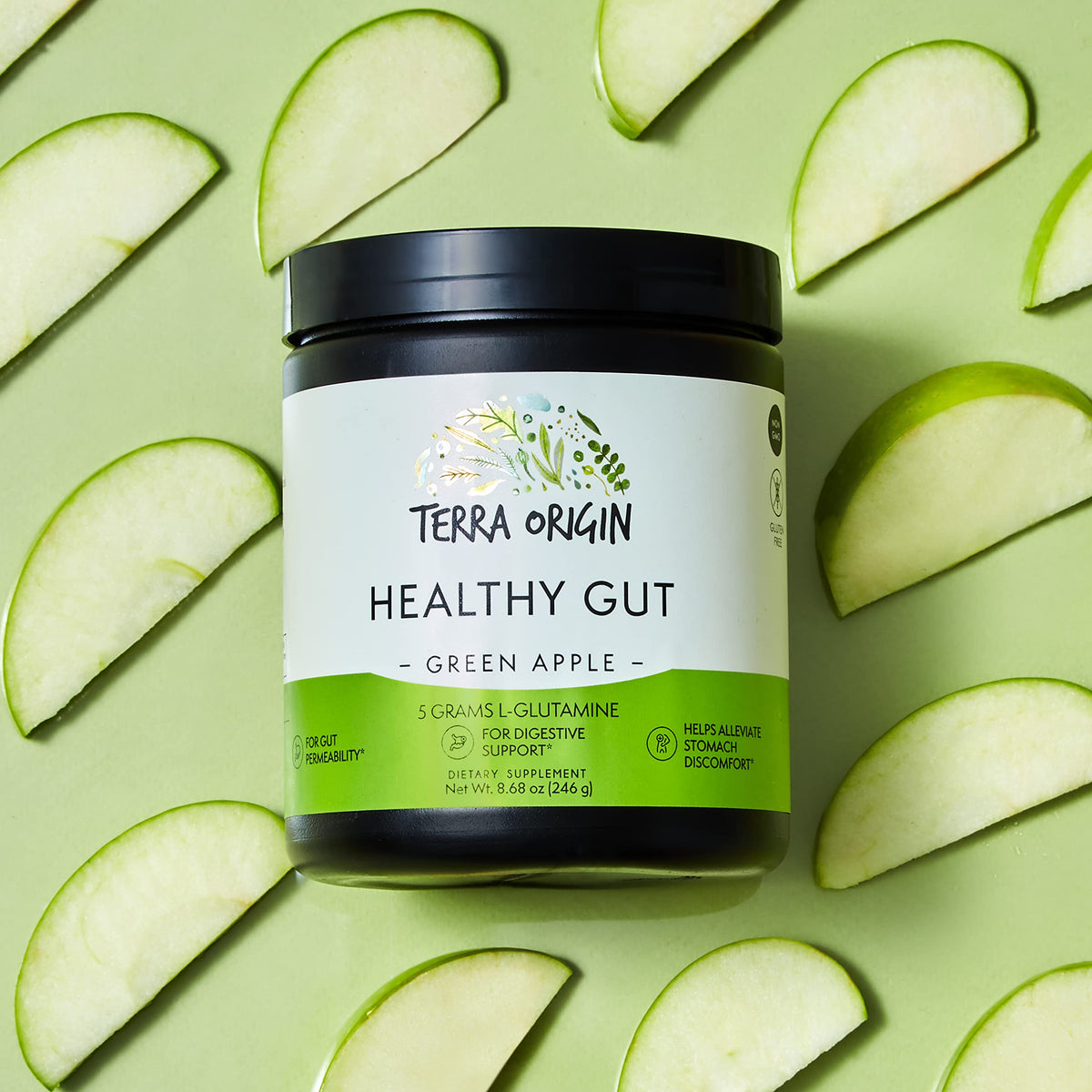 TERRA ORIGIN Healthy Gut Powder (Berry Flavor) |30-Servings with L-Glutamine, Zinc, Glucosamine, Slippery Elm Bark, Marshmallow Root and More!