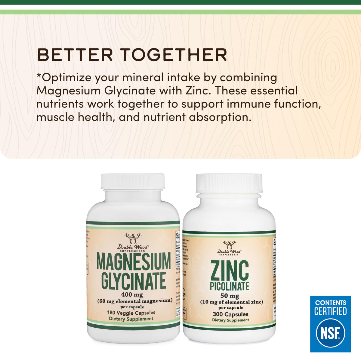 Magnesium Glycinate 400mg | 180 Capsules | Sleep, Muscle, & Heart Support | Vegan, Third Party Tested, Gluten Free, Non-GMO, by Double Wood Supplements