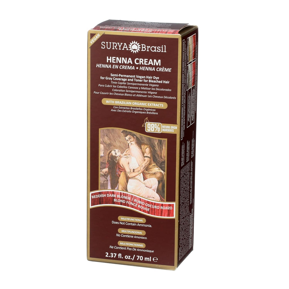 Surya Brasil - Reddish Dark Blonde Semi Permanent Henna Cream for Gray Hair Coverage and Deep Conditioning, 2.37 oz / 70 ml