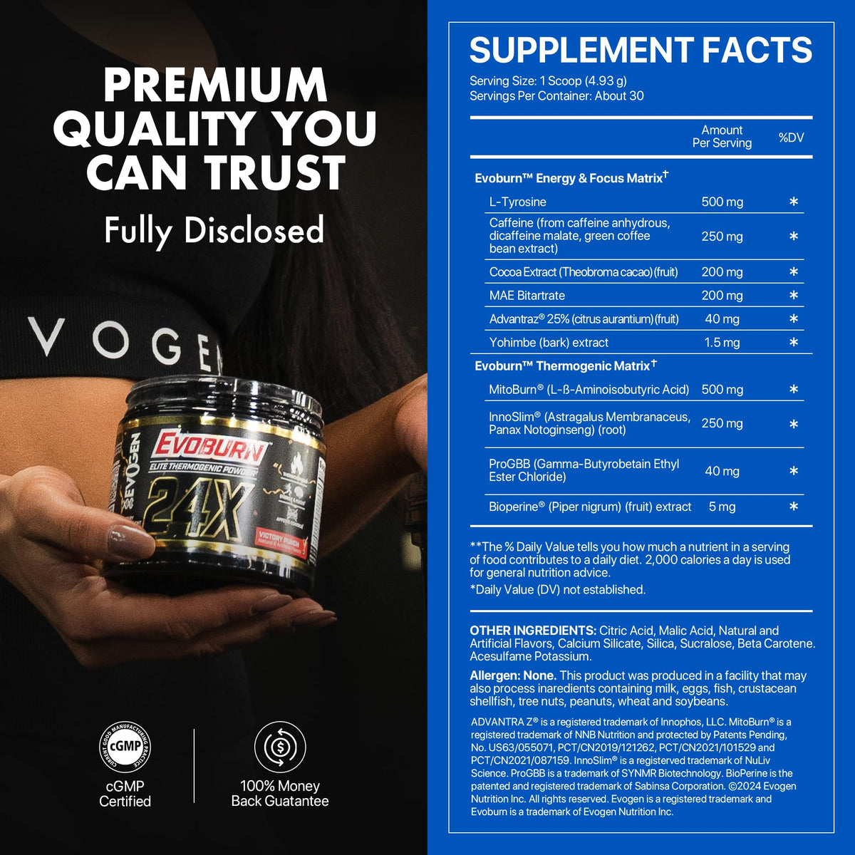 Evogen Evoburn Thermogenic | Mango | 30 Servings | MitoBurn, InnoSlim and ProGBB with caffeine, L-tyrosine, cocoa extract, DMAE and AdvantraZ for energy, focus and metabolism