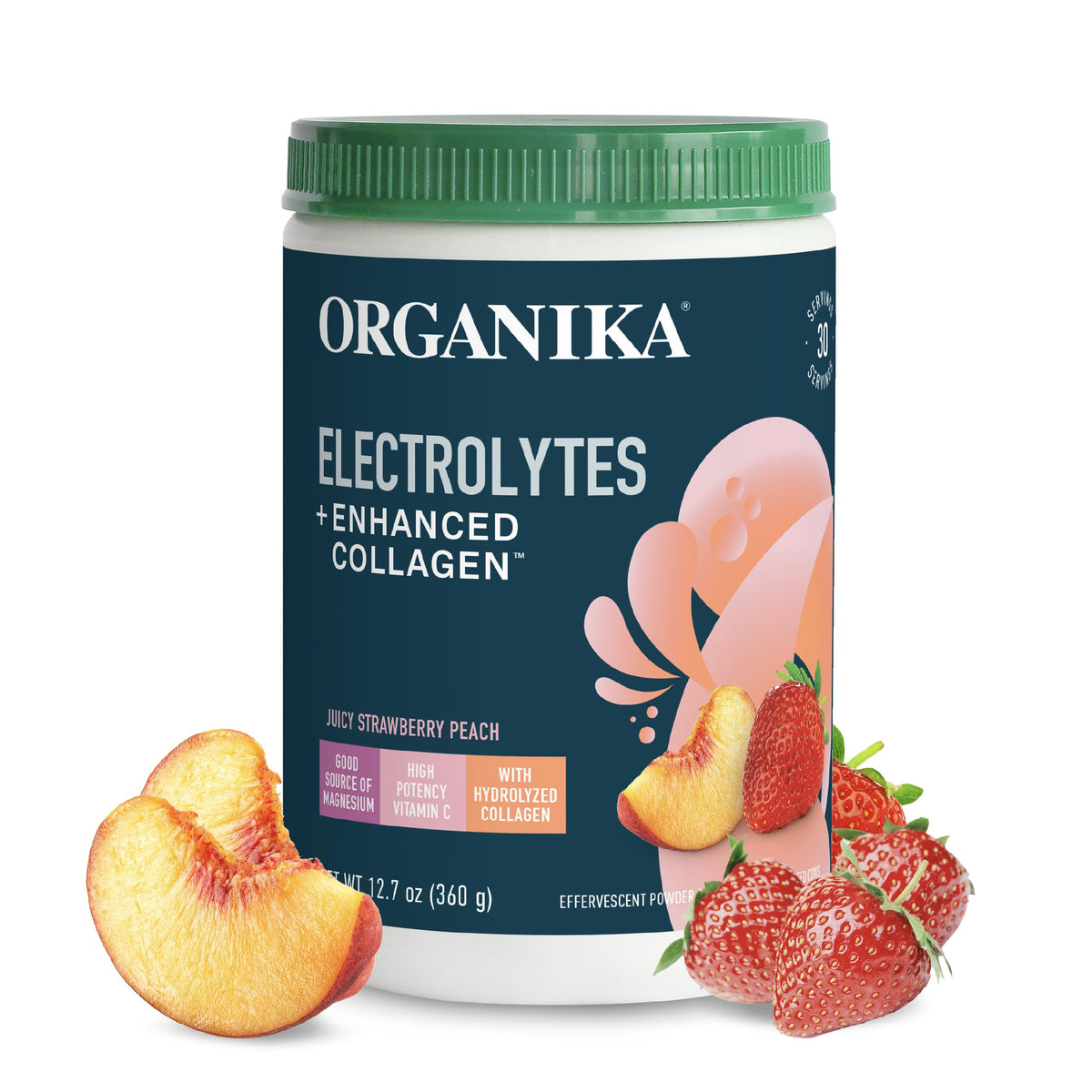 Organikа Electrolytes with Enhanced Collagen Powder for Women & Men - 13 oz - Wild Berry-Flavored Effervescent Electrolyte & Collagen Drink Mix - Deep Hydration, Mobility, Skin, Hair, & Nails