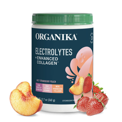 Organikа Electrolytes with Enhanced Collagen Powder for Women & Men - 13 oz - Wild Berry-Flavored Effervescent Electrolyte & Collagen Drink Mix - Deep Hydration, Mobility, Skin, Hair, & Nails