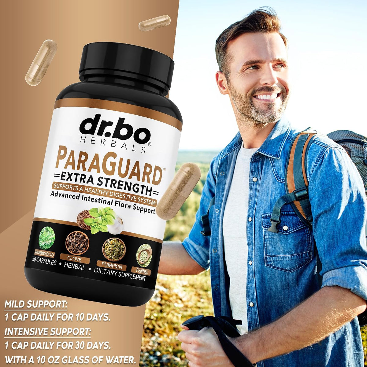 ParaGuard Cleanse Detox Pills - Extra Strength Intestinal Guard Formula Supplement, Black Walnut Wormwood Clove & Oregano - Adults Natural Herbal Intestine Body Gut Cleanser Complete Kit 30 Capsules