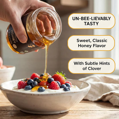 Lineage Provisions Raw Unfiltered Honey, 3-Pack, 18 oz Glass Jars | Undetectable glyphosate, chemical-free, gluten-free & non-GMO. No heating, processing, straining or additives.