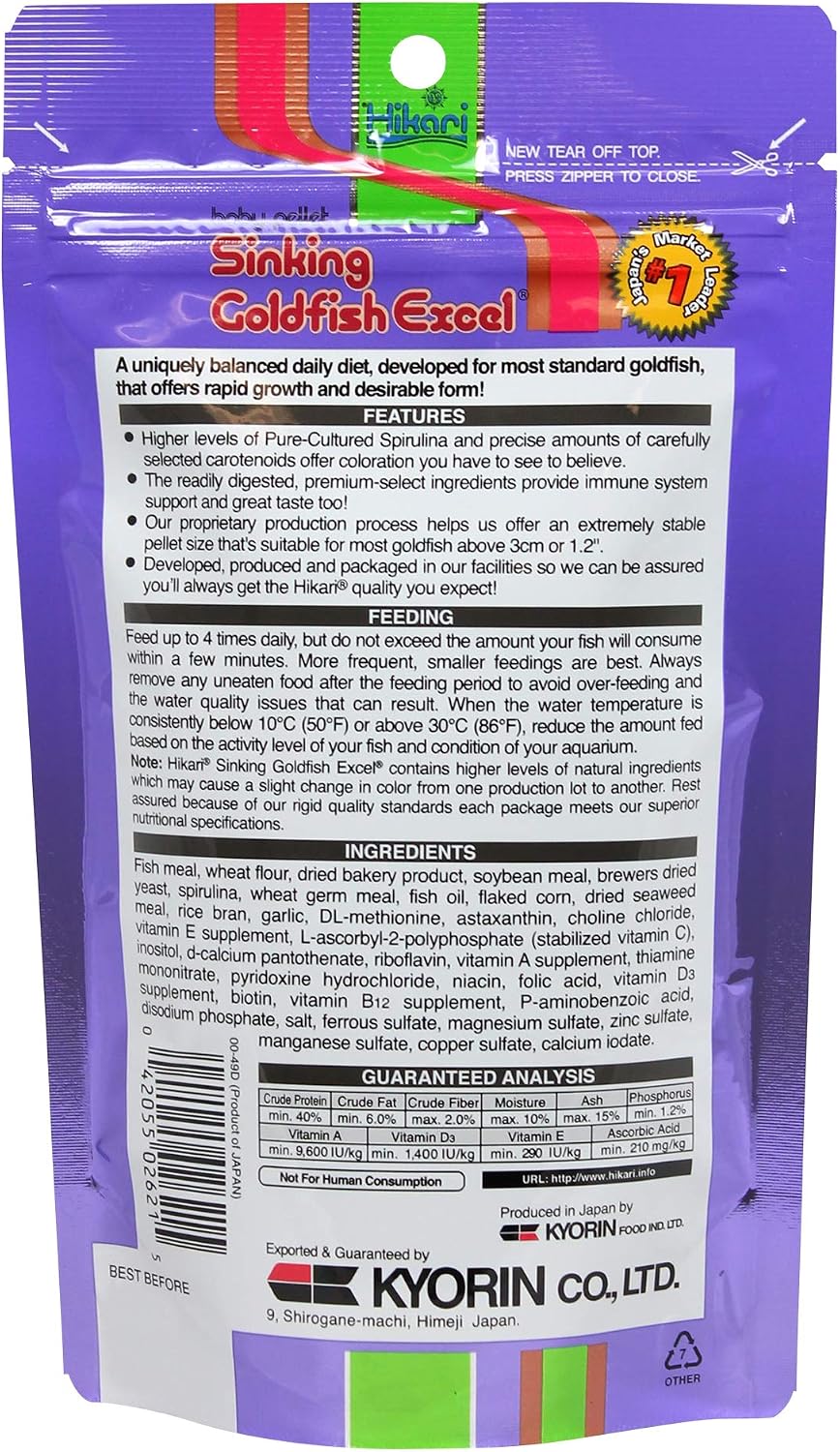 Hikari Sinking Goldfish Excel Fish Food, 3.8 oz. (110g)