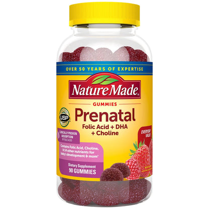 Nature Made Prenatal Gummies with DHA and Folic Acid Dietary Supplement Prenatal Health