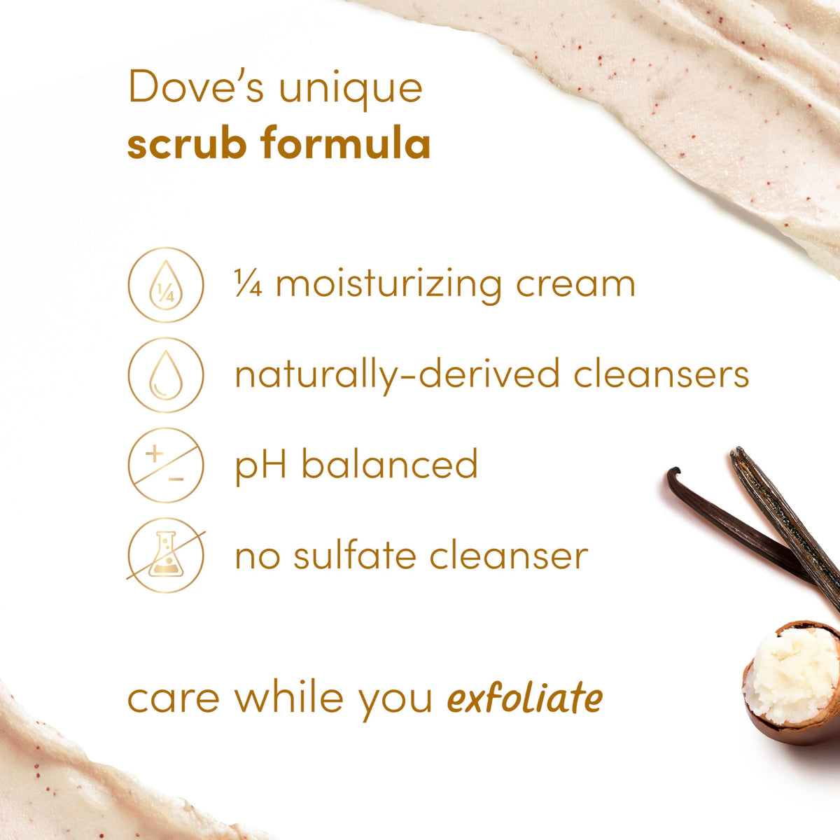 Dove Vanilla Sugar & Shea Butter Body Scrub Exfoliates and Deeply Nourishes for Smooth, Radiant Skin 15 oz