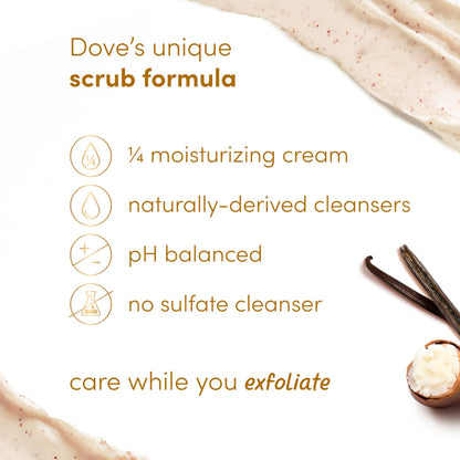Dove Vanilla Sugar & Shea Butter Body Scrub Exfoliates and Deeply Nourishes for Smooth, Radiant Skin 15 oz
