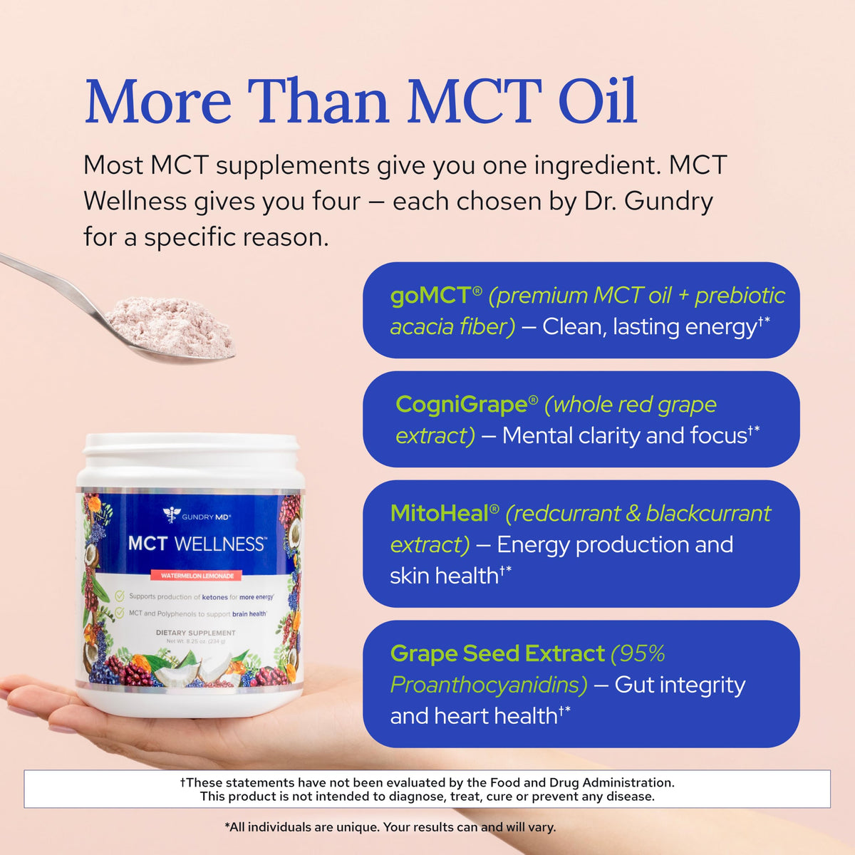 Gundry MD® MCT Wellness Powder, Watermelon Lemonade Flavor, 30 Servings | Support Energy, Ketone Production and Brain Health, Keto Friendly