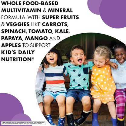 Bluebonnet Nutrition Rainforest Animalz Whole Food Based Multiple Chewable Tablets, Kids Multivitamin & Mineral, Vitamin C, D3, Iron, Gluten Free, Milk Free, Kosher, 90 Chewable Tablets, Mixed Flavors
