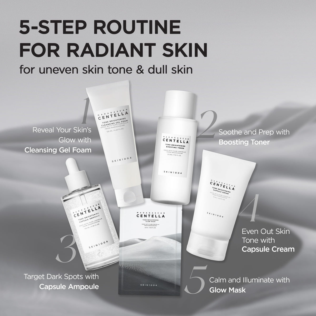 SKIN1004 Tone Balancing Capsule Ampoule, Niacinamide & Centella Serum for Face, Korean Hydrating Facial Serum for Unevne Skin Tone