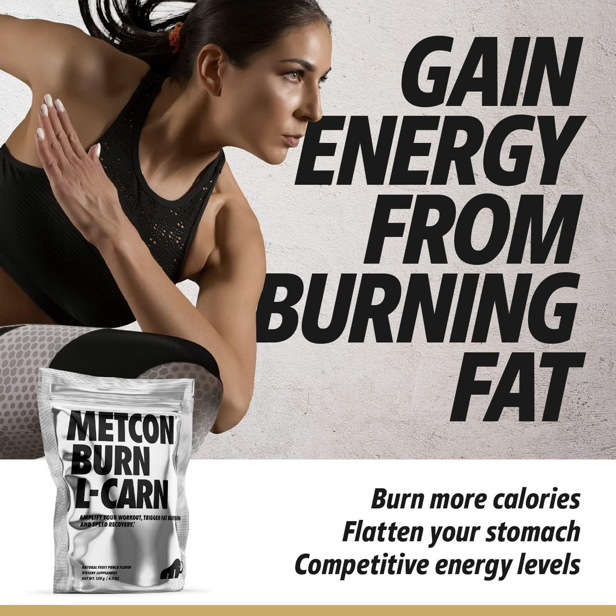 MetCon L-Carn Pre Burn - All Natural Fruit Punch and Non Stimulant Fat Burner for Pre-Workout with L-Carnitine Thermogenic (120g)