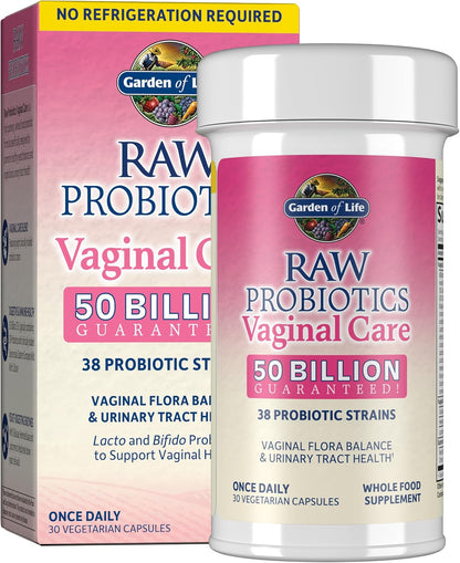 Garden of Life Raw Probiotics for Women's Vaginal Care with Acidophilus, Shelf Stable Probiotic Promotes Yeast Balance, Vaginal, Urinary Tract Health, 30 Vegetarian Capsules | 38 Probiotic Strains, Supports Vaginal & Urinary Tract Health, Vegetarian, Shel