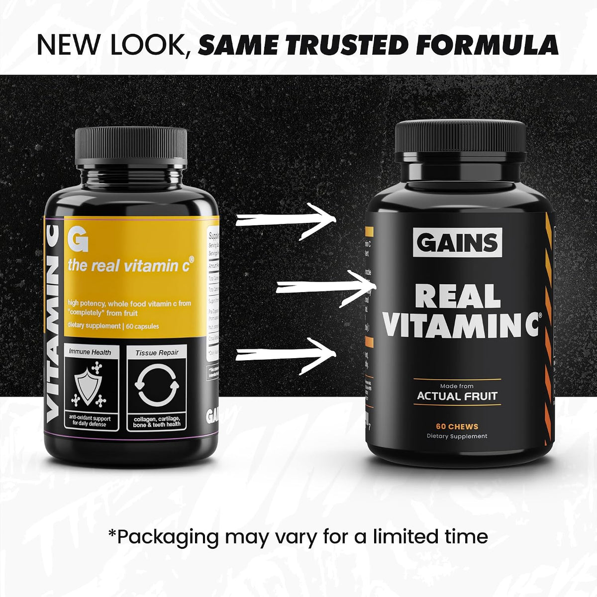 Gains in Bulk Real Vitamin C Immune Support Chewable, 60 Tablets