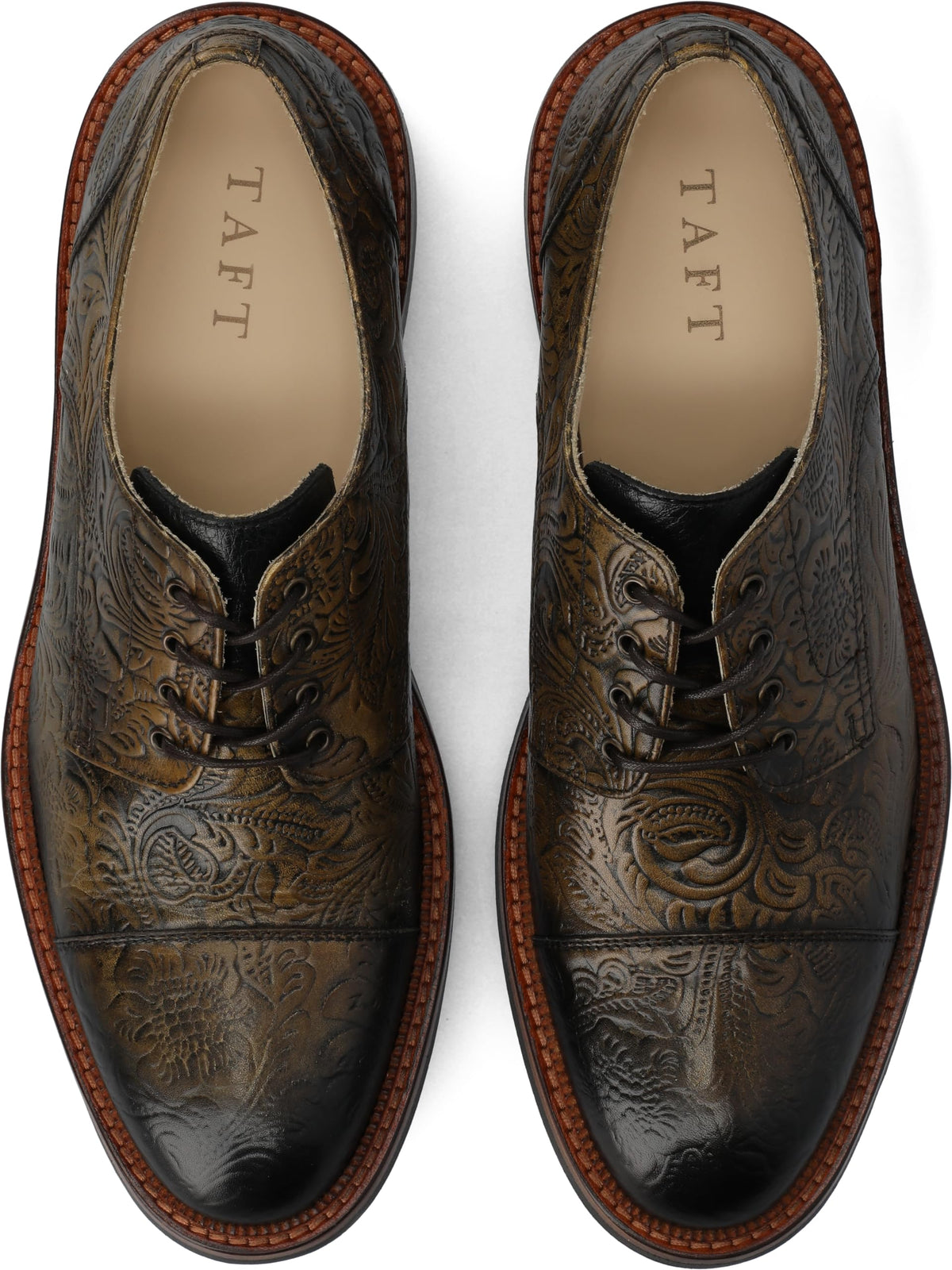 TAFT Mens Rome Genuine Leather Derby Classic Dress Shoe Lace Up Round Cap Toe Cushioned Block Heel Oro Viejo 13 Medium MENS US