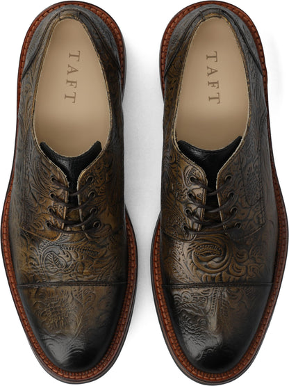 TAFT Mens Rome Genuine Leather Derby Classic Dress Shoe Lace Up Round Cap Toe Cushioned Block Heel Oro Viejo 13 Medium MENS US