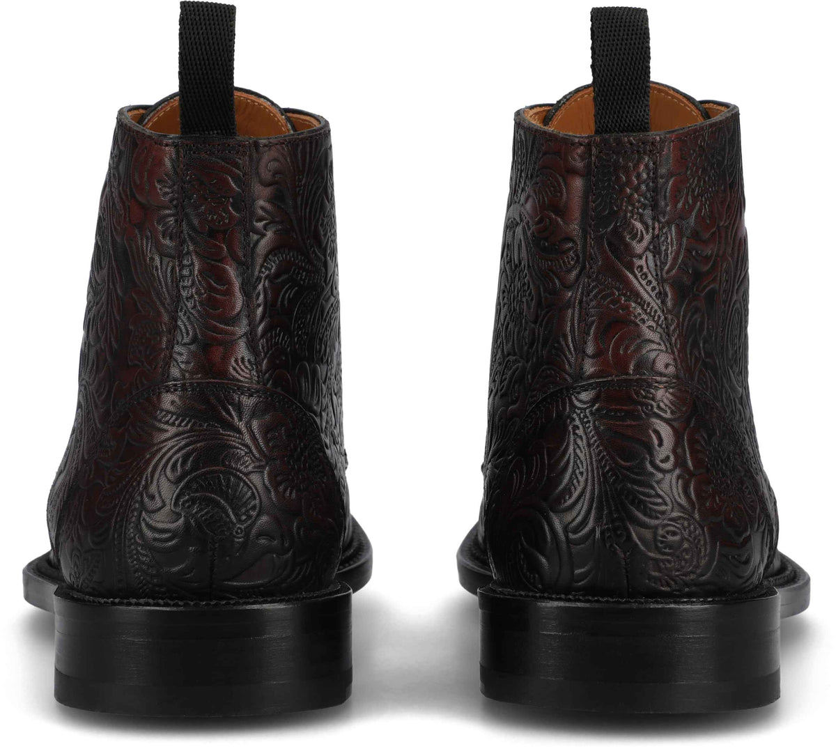 TAFT Mens Rome Genuine Leather Embossed Lace-up Ankle Boot Floral Cushioned Block Heel Round Cap Toe Casual Shoe Morado Viejo 8.5 Medium MENS US