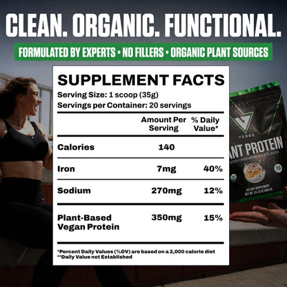 VEDGE Vanilla Protein Powder, USDA Organic Plant Based, 20 Servings | Plant Based Protein Powder, From Pea, Pumpkin, And Sunflower With Smooth Texture For Shakes, Smoothies, Vegan, And Baking