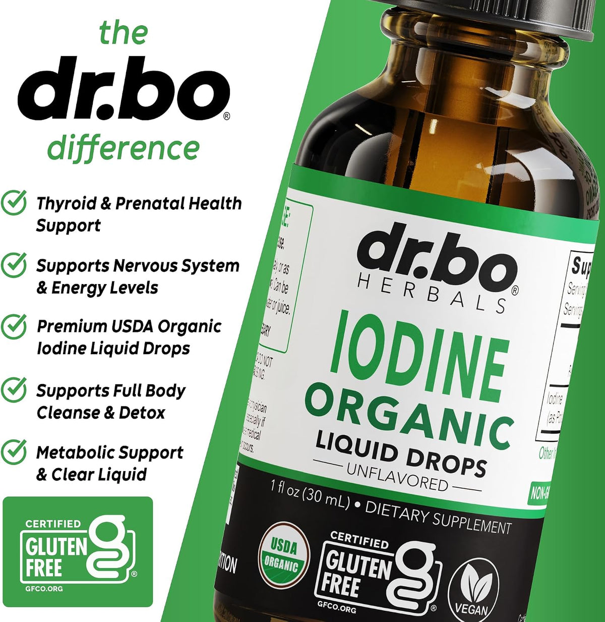 Iodine Liquid Drops Potassium Iodide - 1 Year Supply Pure Clear Organic Iodine Drops Supplement Plus Thyroid Support - Organic Potassium Iodide Liquid Supplement Tincture Thyroid Supplements 1 Fl Oz