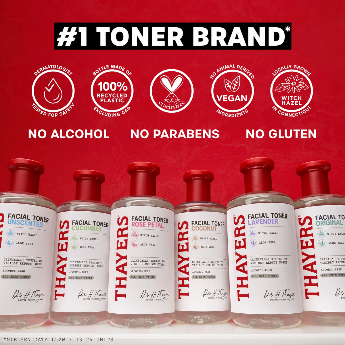 THAYERS Alcohol-Free Rose Petal Witch Hazel Facial Toner for Glowing Skin, Soothing