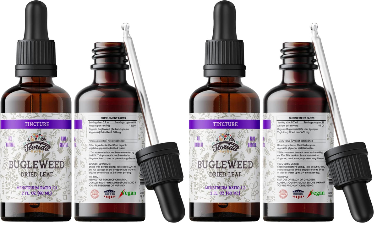 Bugleweed Tincture, Organic Bugleweed Extract (Ze LAN, Lycopus Virginicus) Herbal Supplement, Non-GMO in Cold-Pressed Organic Vegetable Glycerin 700 mg, 2 oz (60 ml)