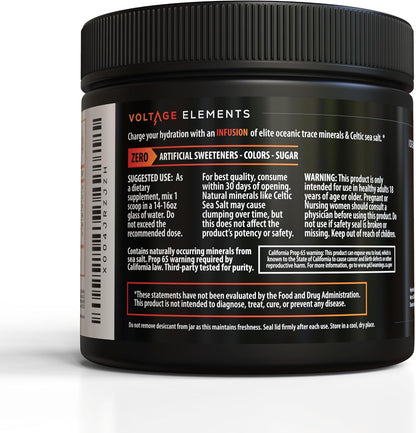 Celtic Sea Salt Electrolyte Powder: Magnesium Glycinate & Taurate - Ionic Trace Minerals & Potassium Hydration Booster - Zero Sugar, 30 Servings - Blood Orange Bolt