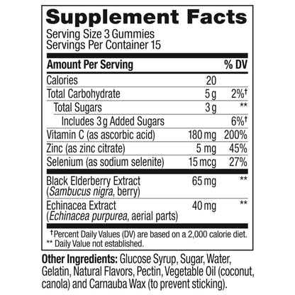 OLLY Immunity Gummy, Immune Support, Elderberry, Zinc, Vitamin C, Supplement, Berry Flavor, 15 Day Supply - 45 Count