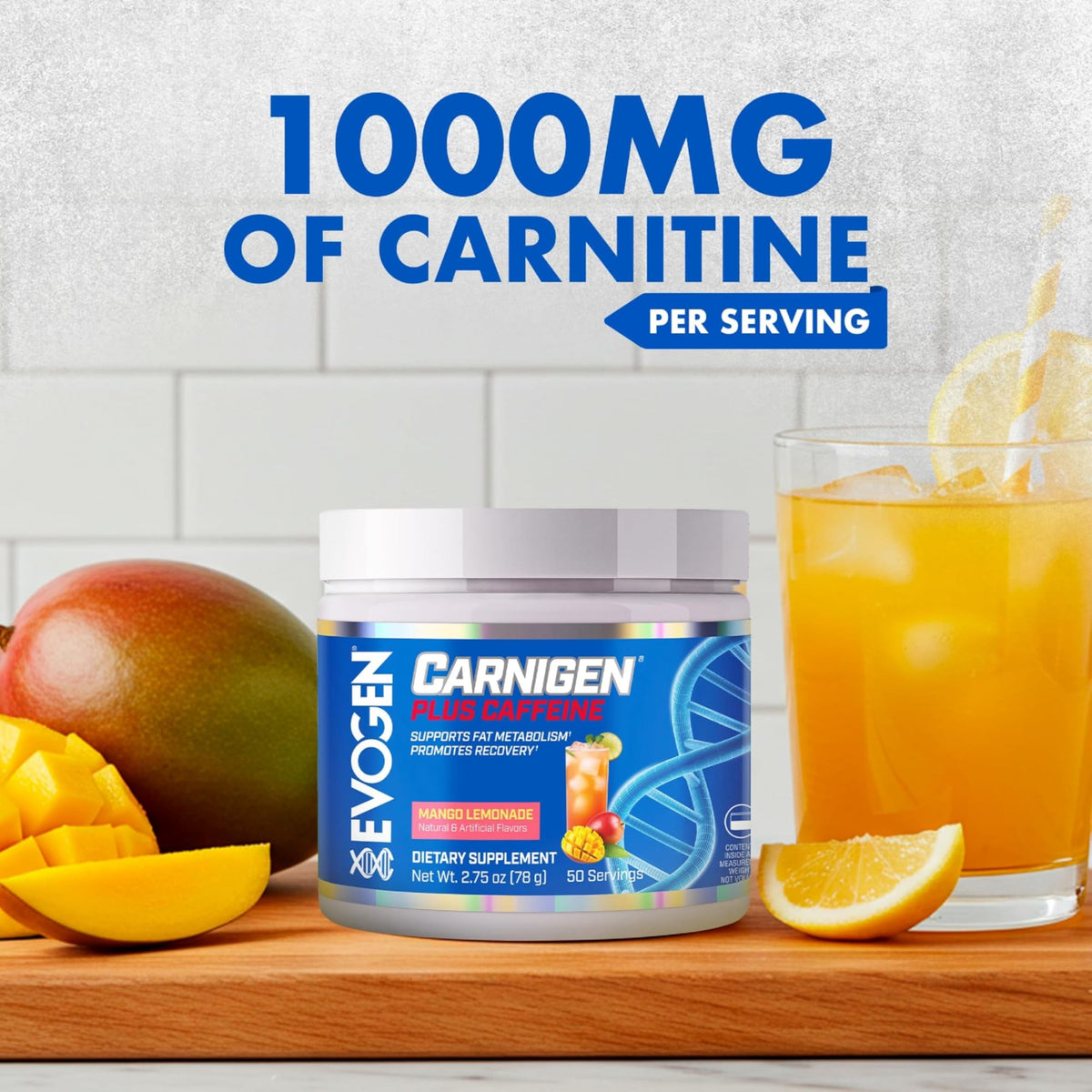Evogen Carnigen Supports Energy and Metabolism | Raspberry Lemonade | 50 Servings