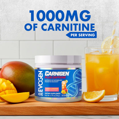 Evogen Carnigen Supports Energy and Metabolism | Raspberry Lemonade | 50 Servings