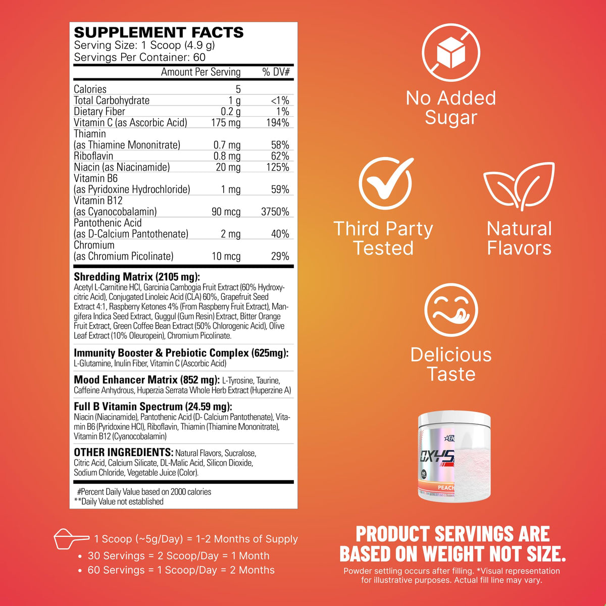 EHP Labs OxyShred Pre Workout Powder - Preworkout Powder with L Glutamine & Acetyl L Carnitine, Energy Boost Drink - Cosmic Blast, 60 Servings