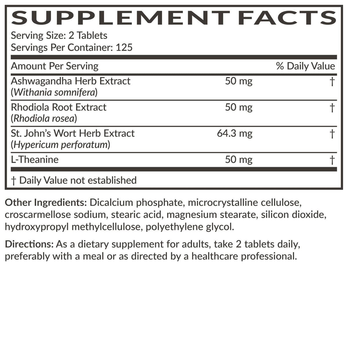 Futurebiotics Chill Pill + Ashwagandha, Rhodiola, St. John’s Wort, & L-Theanine - Non-GMO, 120 Vegetarian Tablets