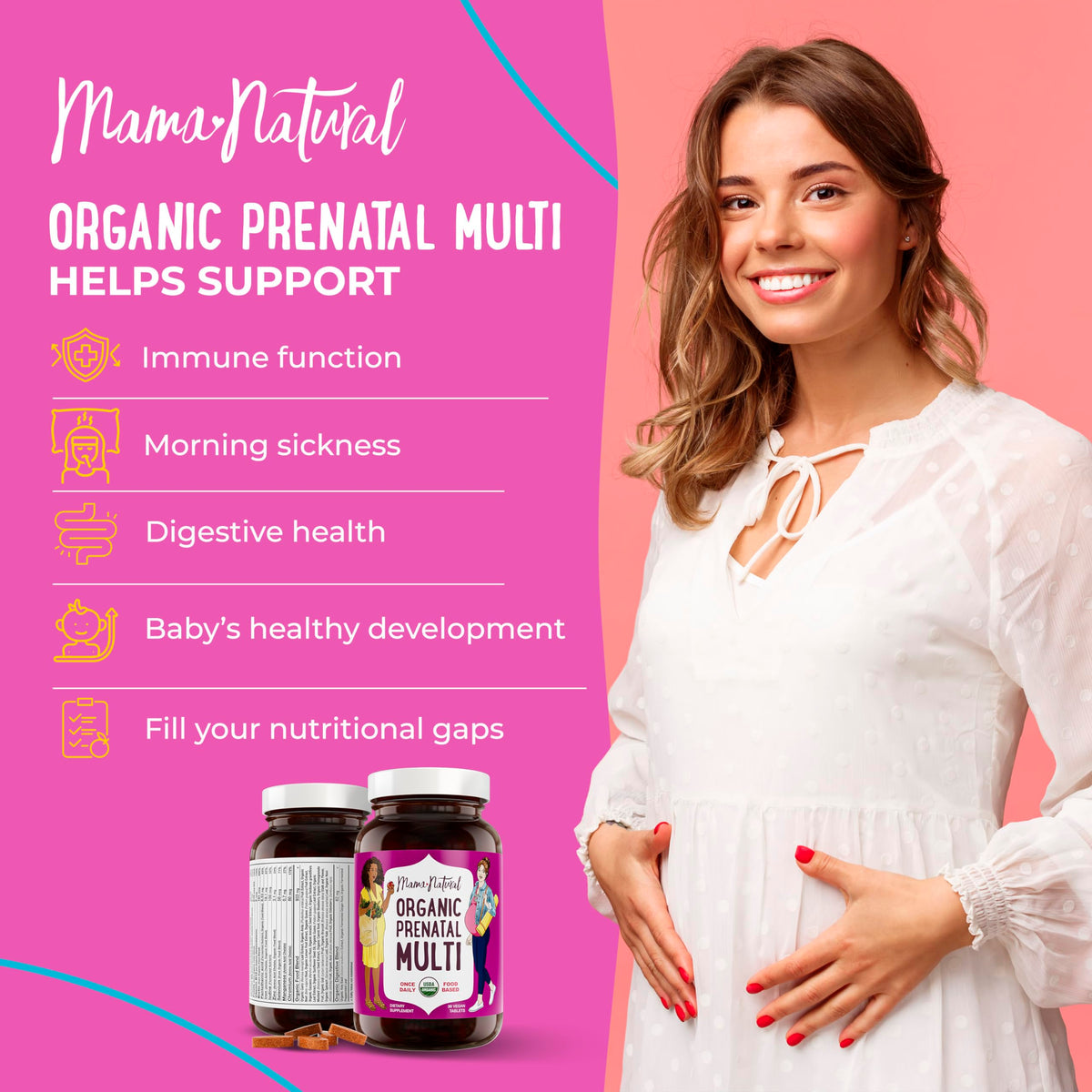 Premium Prenatal Bundle of 2 - Organic Prenatal Multi & Natural Probiotics - Essential Nutrition for Women