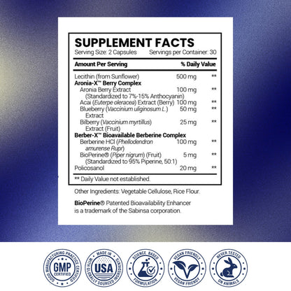 Research Verified Cholestrax - Support LDL and HDL Levels - Berberine, Lecithin, Berry Complex - 60 Capsules - 1 Month Supply - Vegan