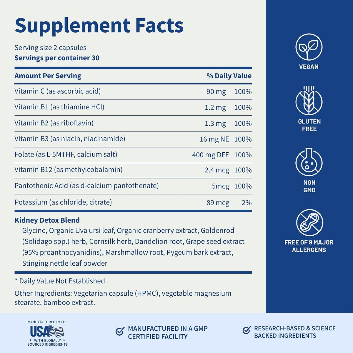 Snap Supplements Kidney Health Support Supplement for Women & Men, 60 Count | Organic Cranberry Extract, Grape Seed Extract, Urinary Tract Support, Non-GMO Vegan Formula
