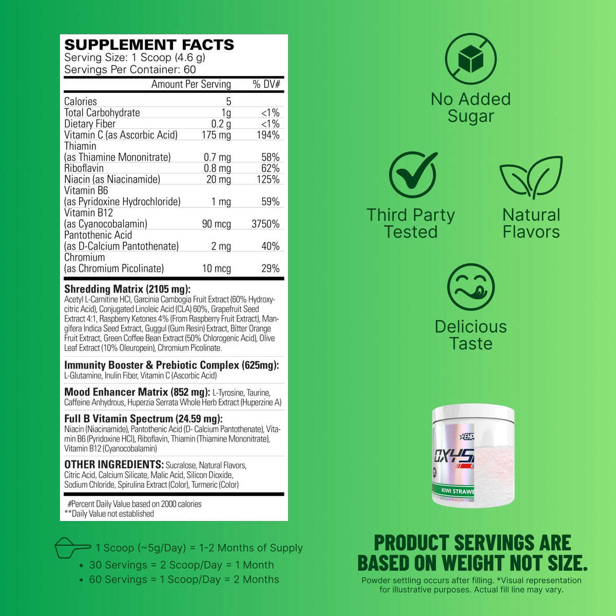 EHP Labs OxyShred Pre Workout Powder - Preworkout Powder with L Glutamine & Acetyl L Carnitine, Energy Boost Drink - Cosmic Blast, 60 Servings