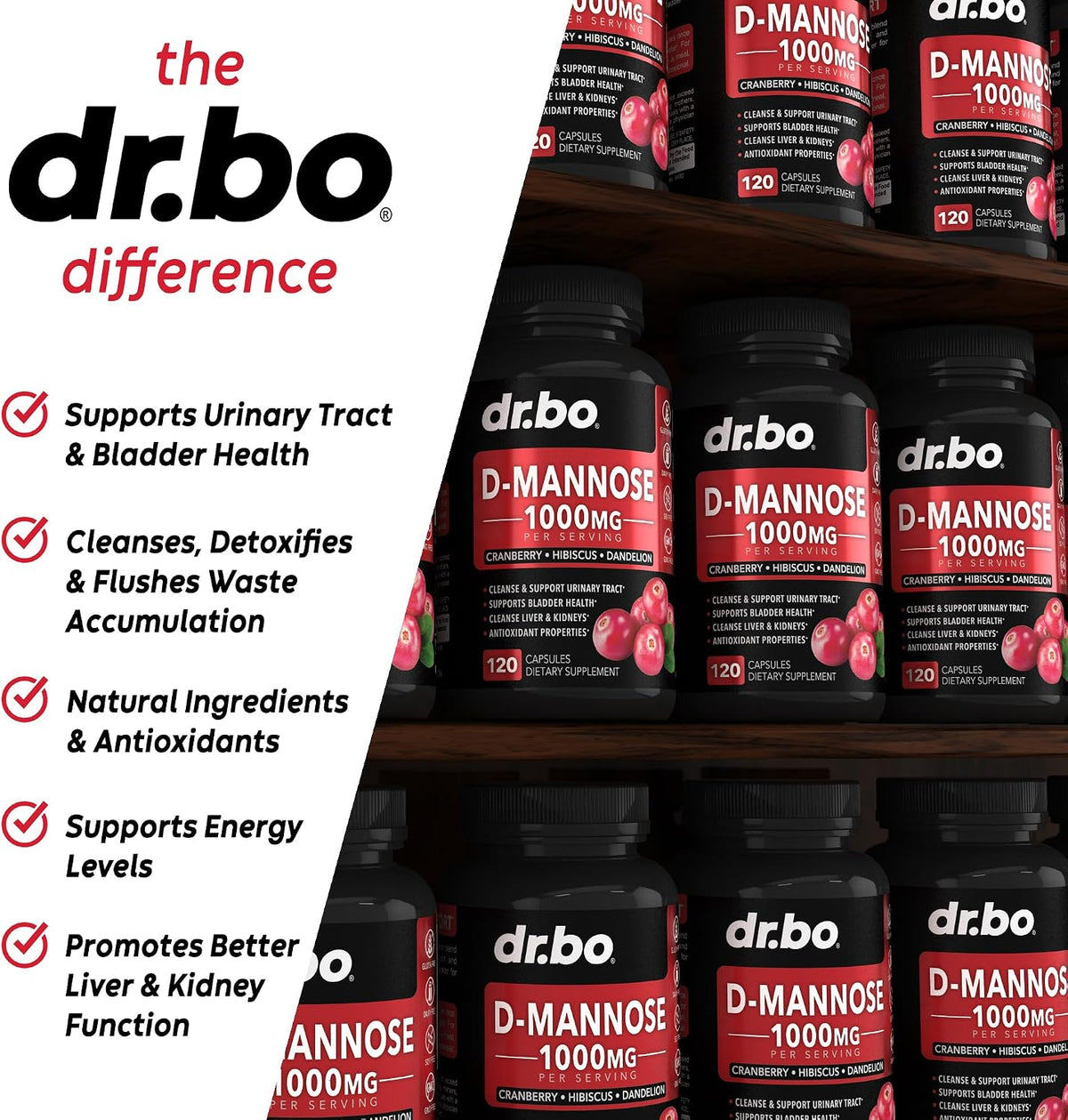 D Mannose Supplements for Women Pills - Natural D-Mannose 500mg Capsules, Cranberry DMannose Pills 1000mg Per Serving - Bladder Flush & Urinary Tract Cleanse Health Supplement - 120 Veg Capsules