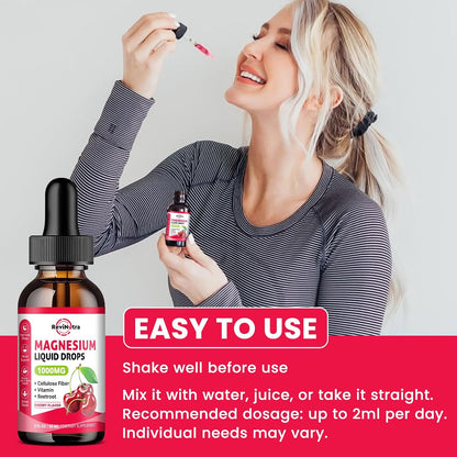 (2 Pack) Magnesium Glycinate Liquid Drop for Sleep, Nerve, Energy, Muscle Sugar-Free Pineapple & Cherry Flavor
