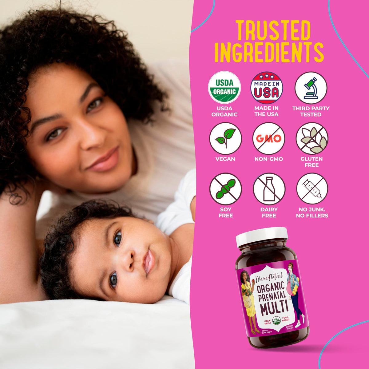 Premium Prenatal Bundle of 2 - Organic Prenatal Multi & Natural Probiotics - Essential Nutrition for Women