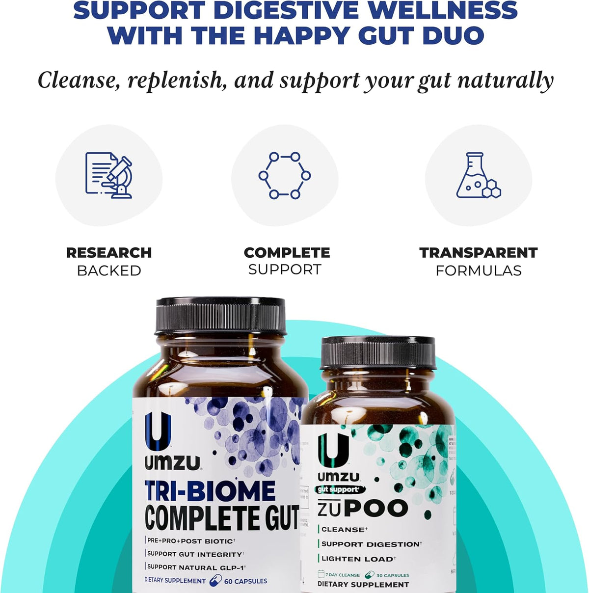 UMZU Gut Cleanse & Daily Digestive Support Bundle | zuPOO 7-Day Cleanse + Tri-Biome 3-in-1 Gut Health Formula with Prebiotics, Probiotics & Postbiotics | Supports Regularity, Microbiome & Gut Lining