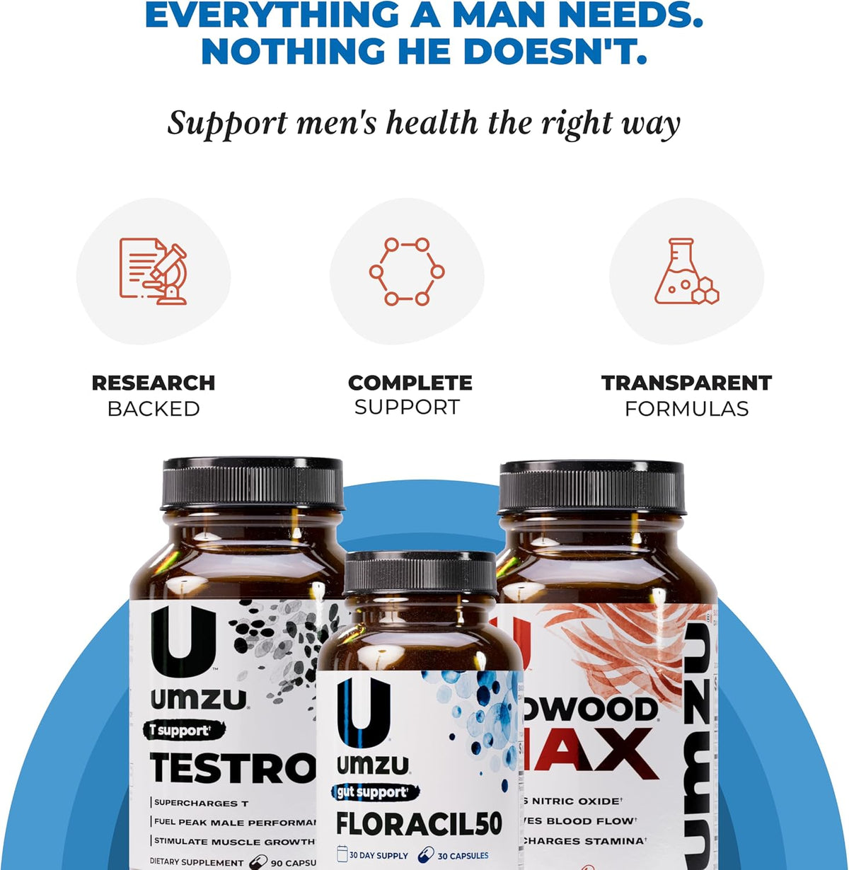 UMZU Redwood Max Floracil50 Testro-X Men’s Wellness Bundle Nitric Oxide Booster Circulation Support Probiotic Gut Health Formula Daily Energy Vitality Stack for Active Lifestyle Routine Support
