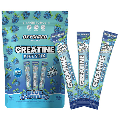 EHP Labs OxyShred Creatine Monohydrate Fizz Sticks, Cherry Slushie, 15 Pack | 5g Micronized Creatine Per Stick. No Water Needed, Zero Sugar, Vegan & Gluten Free. Single Serve On The Go.