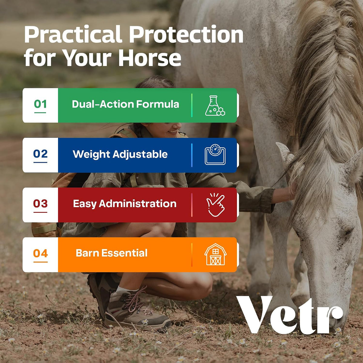 vetr Horse Intestinal Support Paste PraziMectin - Apple Flavor - 0.225 oz Syringe - for Horses up to 1320 lbs