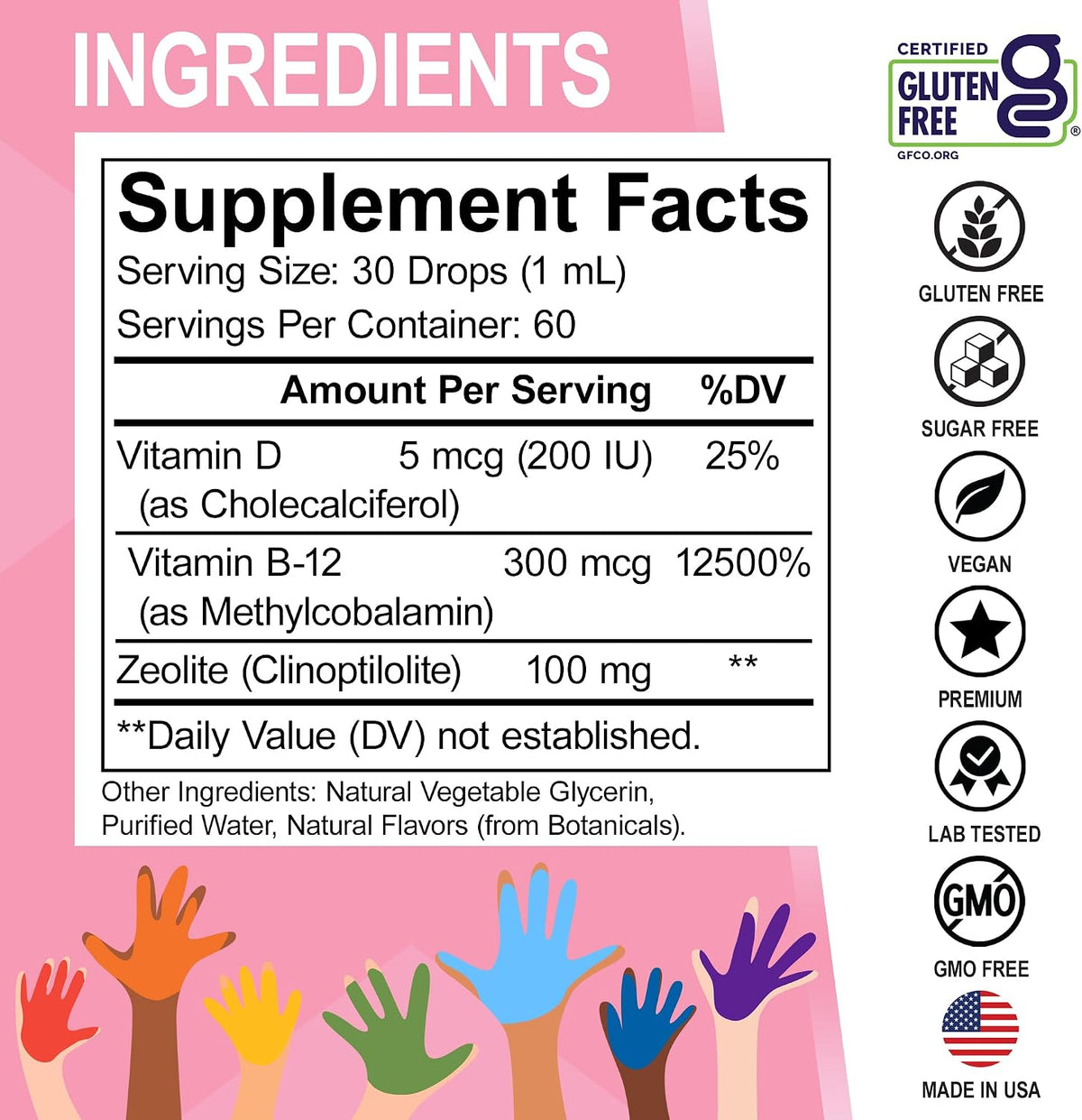 Zeolite Detox for Kids Lingo Drops - Natural Lingo Zeolite Drops for Kids Methylated B12 & D3 Advanced Clinoptilolite - Pure Extra Clinoptilolite Leap Liquid Detox Body Cleanse Supplement Ages 3+, 2oz