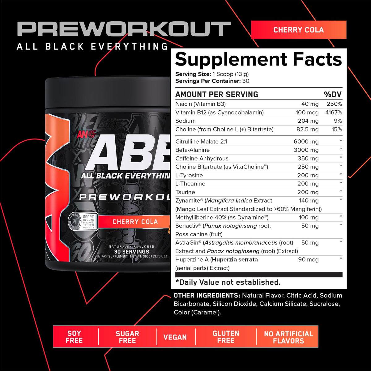 All Black Everything Pre-Workout Powder | Preworkout Energy Drink Mix | 350mg Caffeine | Beta Alanine & Citrulline | Energy Supplement for Men & Women | Baddy Berry | 30 Servings