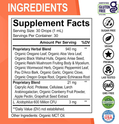 Candida Cleanse Detox for Women & Men - Organic Oregano Oil Drops, Caprylic Acid Black Walnut Wormwood Candi Support Supplement Kit - Natural Oral Anti Overgrowth Gut Balance Flora Complex Supplements