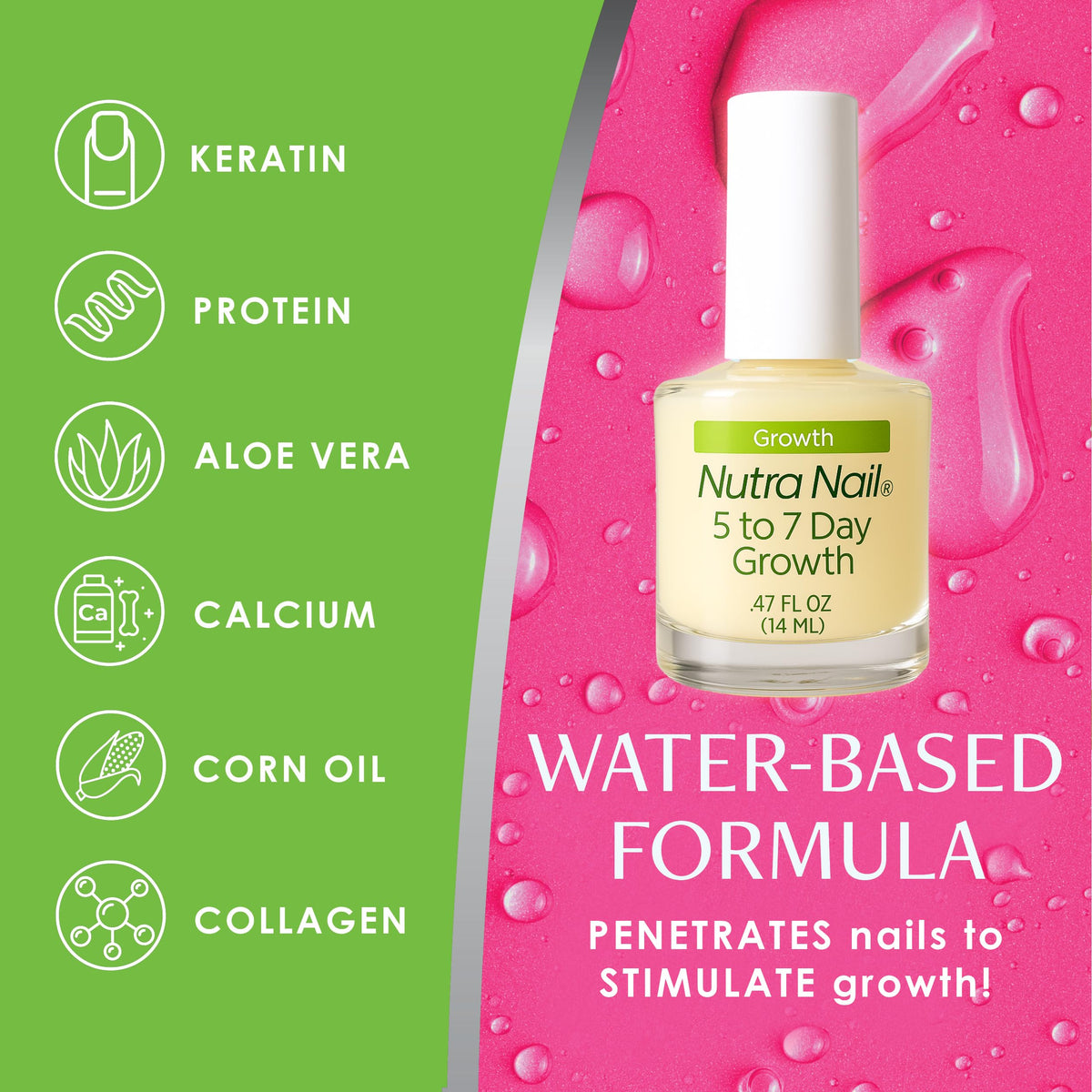 Nutra Nail 5 to 7 Day Growth Treatment - Fast Keratin Nail Hardener & Nail Strengthener for Thin Nails, Brittle & Damaged (0.47 Fl Oz)