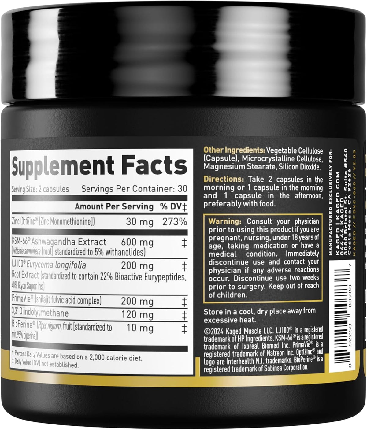 Kaged Test Capsules | Unflavored | Testosterone Booster Ferodrox | Premium Hormone Managment | LJ100 Tongkat Ali KSM-66 Ashwagandha Shilajit | Supplements for Men & Women | 60 Servings