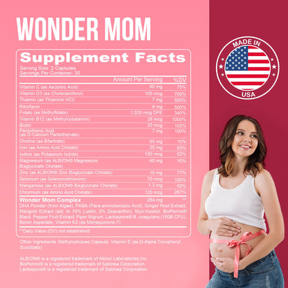 YOU'RE NATURAL Prenatal and Postnatal Vitamins for Women with Folate, DHA, Probiotics