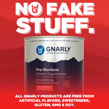 Gnarly Nutrition Natural Pre-Workout Powder, Strawberry Lemonade – NSF Sport Certified, Endurance & Recovery – Vegan Pre-Workout, Sports Nutrition – Strawberry Lemonade with Caffeine, 14.82 oz